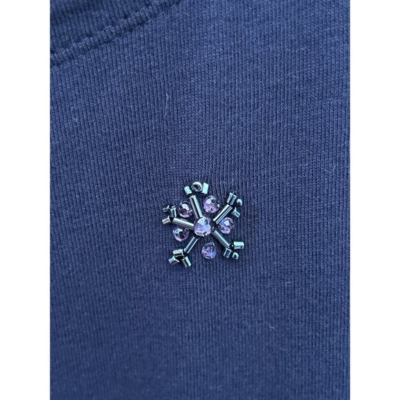 NWT Talbots Plus 3X Navy Snowflake Embellished Top Long Sleeve Winter Holiday - Picture 3 of 7